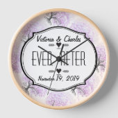 Heart Leaf Lavender Tree Vintag Bird Wedding Wanduhr (Vorderseite)
