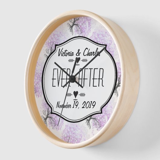 Heart Leaf Lavender Tree Vintag Bird Wedding Wanduhr (Winkel)