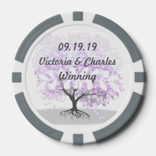 Heart Leaf Lavender Tree Vintage Wedding Pokerchips