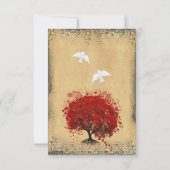 Heart Leaf Red Tree Dove Love Bird Wedding RSVP (Rückseite)