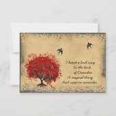 Heart Leaf Red Tree Vintag Bird Weihnachten Einladung (Rückseite)
