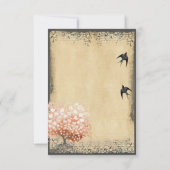 Heart Leaf Tree Light Coral Birds Wedding RSVP Karte (Rückseite)