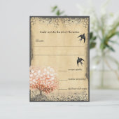 Heart Leaf Tree Light Coral Birds Wedding RSVP Karte (Stehend Vorderseite)
