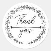 heart Leaf Wreath Thank You business parcel Runder Aufkleber (Vorderseite)
