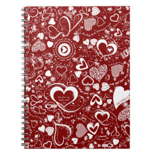 Heart Liebe Doodles Red Spiral Notebook Notizblock