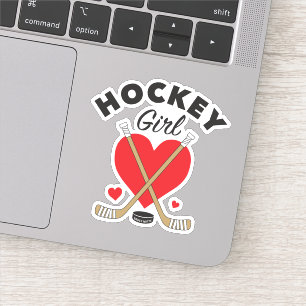Heart Liebe Hockey Girls Hockey Sticks und Puck Aufkleber