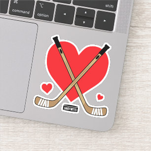 Heart Liebe Hockey Girls Hockey Sticks und Puck Aufkleber