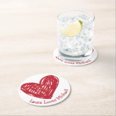 Heart Liebe Red White Wedding Party Brautparty Runder Pappuntersetzer (Vor Ort)