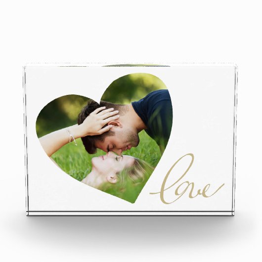 Heart Liebe Script Couple Valentine Day Fotoblock (Vorderseite)
