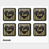 Heart "Liebe" und Stripes Square Aufkleber (Blatt)