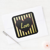 Heart "Liebe" und Stripes Square Aufkleber (Umschlag)