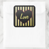 Heart "Liebe" und Stripes Square Aufkleber (Tasche)