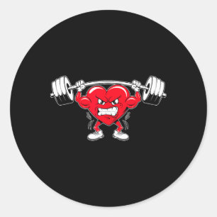 Heart Lifting Gym Workout Bodybuilding Happy Valen Runder Aufkleber