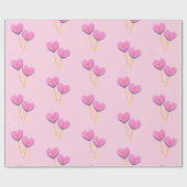 Heart Lillipop Pink Gift Geschenkpapier (Flach)