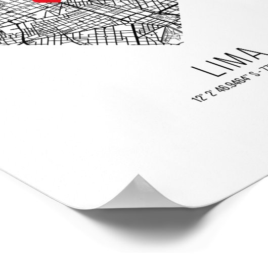 Heart Lima City Map (Peru) Poster (Ecke)