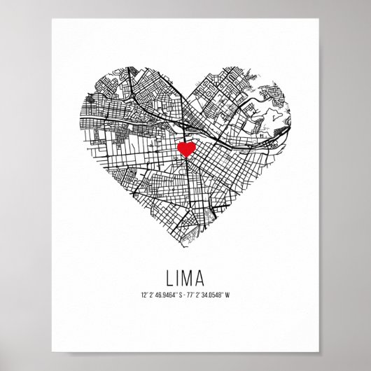 Heart Lima City Map (Peru) Poster (Vorne)