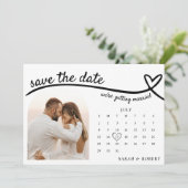 Heart Line Foto Kalender Hochzeit Save The Date (Stehend Vorderseite)