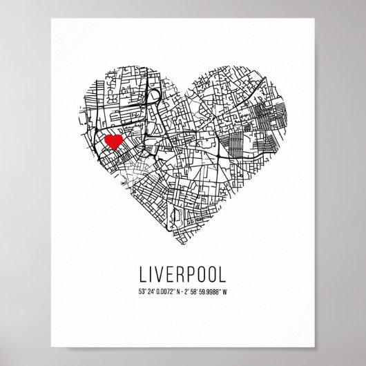 Heart Liverpool City Map (Vereinigtes Königreich) Poster (Vorne)