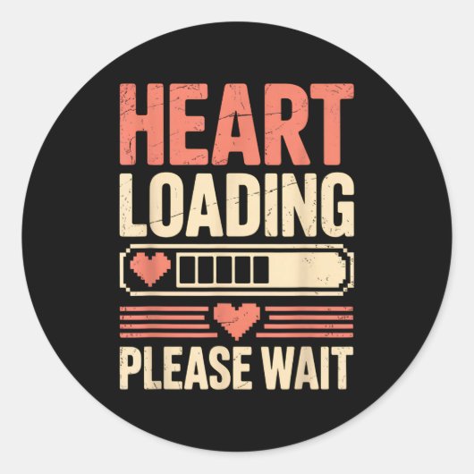 Heart Loading Please Wait Retro Xel Valentine Humo Runder Aufkleber (Vorderseite)