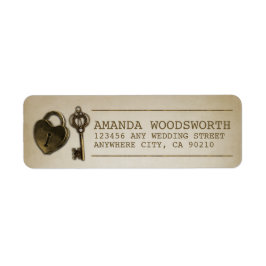 Heart Lock und Skeletton Key Wedding Address Label