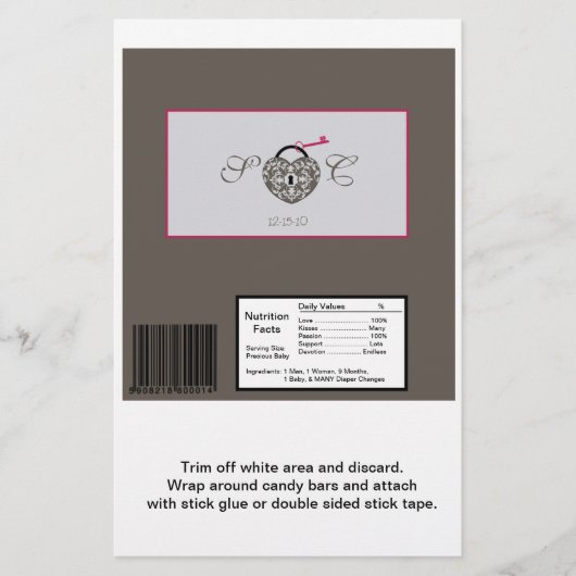 Heart Lock Wedding Large Hershey's Wrapper Flyer (Vorne)