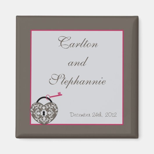 Heart Lock Wedding Magnet Bevorzugung (Vorne)