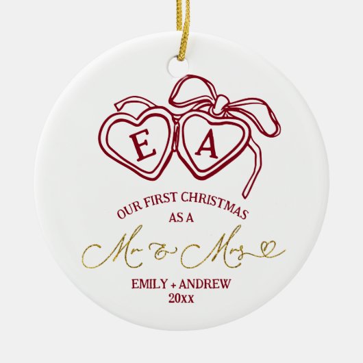 Heart Locket Christmas Wedding  Keramik Ornament (Vorne)