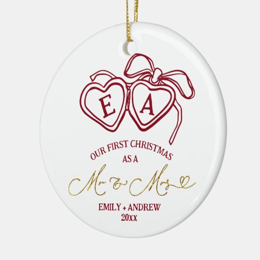 Heart Locket Christmas Wedding  Keramik Ornament (Links)