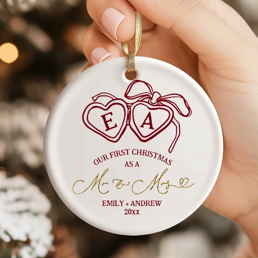 Heart Locket Christmas Wedding  Keramik Ornament