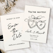 Heart Locket Niedlich Moderne Monogram Bow Wedding Save The Date