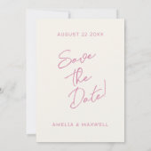 Heart Locket Niedlich Moderne Monogram Pink Bow We Save The Date (Rückseite)