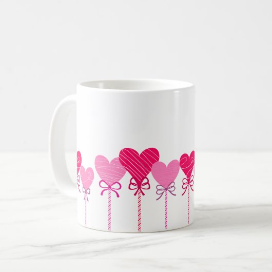 Heart Lollipop Border Coffee Mug Kaffeetasse (Vorderseite Links)