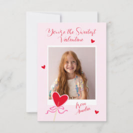 Heart Lollipop Photo Bow Sweetest Valentine Love Mitteilungskarte
