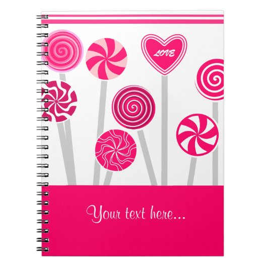 Heart Lollipops Design Notebook Notizblock (Vorderseite)
