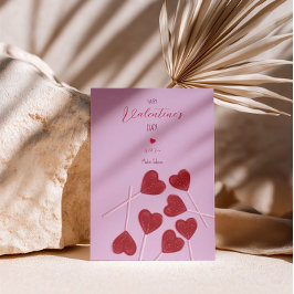 Heart Lollipops on Pink – Valentine’s Day Party  Feiertagskarte