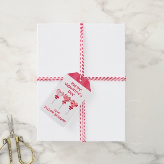 Heart Lollipops Personalisierte Valentindisketten Geschenkanhänger (Mit Garn)