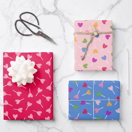 Heart Lollipops - Wrapping Paper Trio Geschenkpapier Set