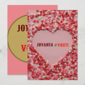 Heart love Joyanta & Vokti red maroon color Einladung (Vorne/Hinten)