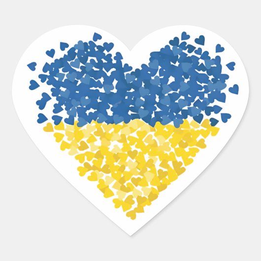 Heart. Love to Ukraine. Ukrainian flag.  Herz-Aufkleber (Vorderseite)