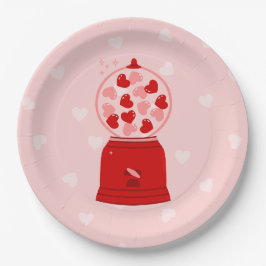 heart love valentine gumball machine gum pappteller