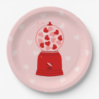 heart love valentine gumball machine gum pappteller