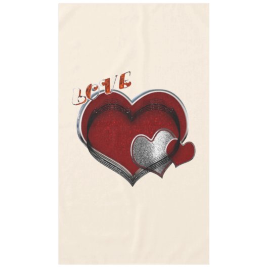 Heart Magic Beige Cotton Tableclout Tischdecke (Vorderseite)