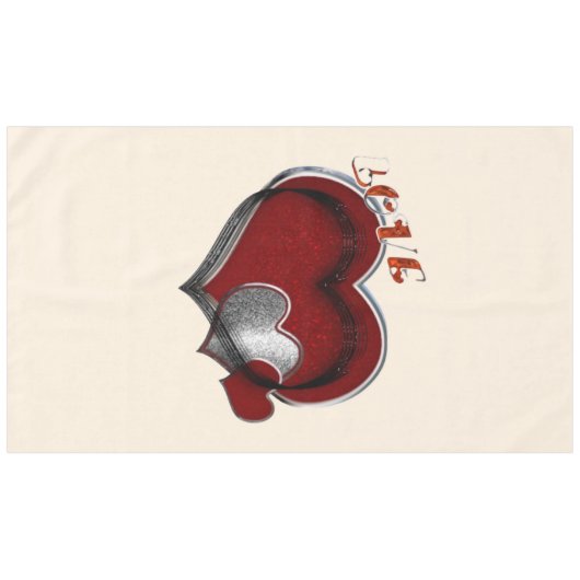 Heart Magic Beige Cotton Tableclout Tischdecke (Vorderseite (Horizontal))