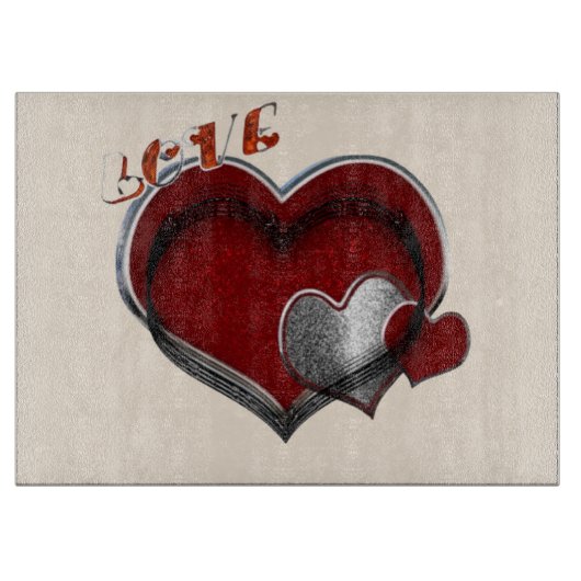 Heart Magic Beige Glass Cutting Board 38,1x27,9cm Schneidebrett (Vorderseite)