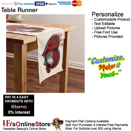 Heart Magic Beige Table Runner Haushaltswäsche Großer Tischläufer