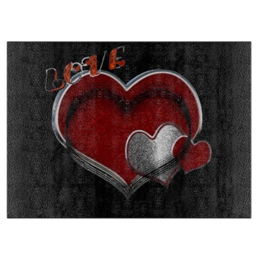 Heart Magic Black Glass Cutting Board 38,1x27,9cm Schneidebrett (Vorderseite)