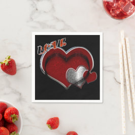 Heart Magic Black Paper Napkin Standard Cocktail Serviette