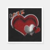 Heart Magic Black Paper Napkin Standard Cocktail Serviette (Vorderseite)