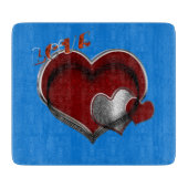 Heart Magic Blue Glass Cutting Board 15,2x17,8cm Schneidebrett (Vorderseite)