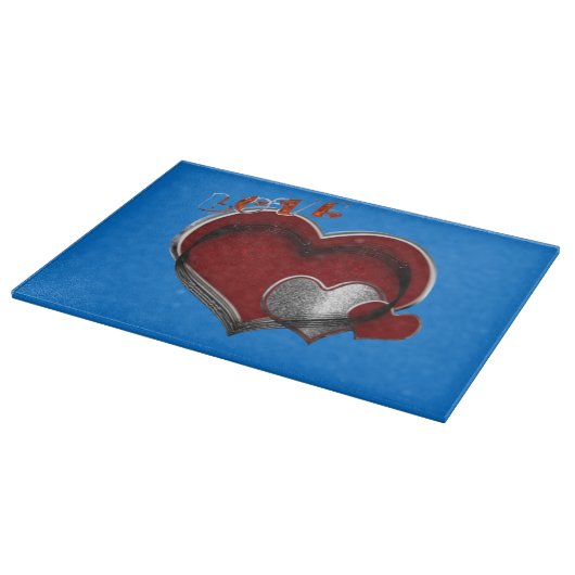 Heart Magic Blue Glass Cutting Board 38,1x27,9cm Schneidebrett (Ecke)